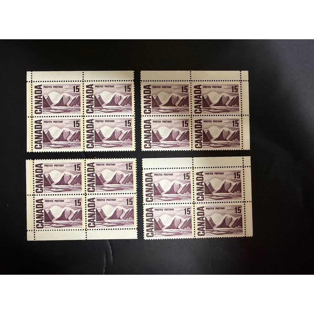 Canada 15 Cent Mountain Landscape Postage Stamps Blocks of 4 Unused 16 Total
